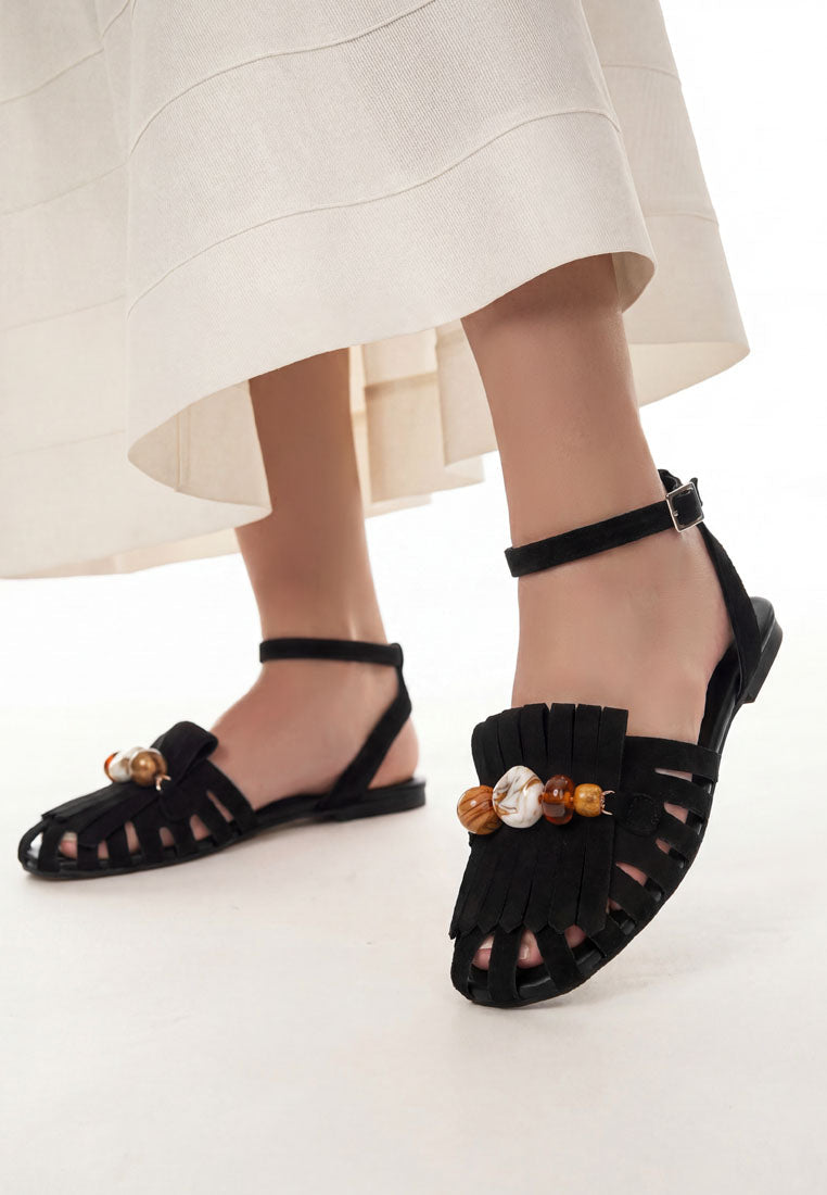 Corvina Bead Embellished Cut Work Flats-1