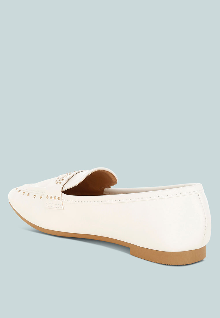 Dorlina Studded Faux Leather Loafers-2