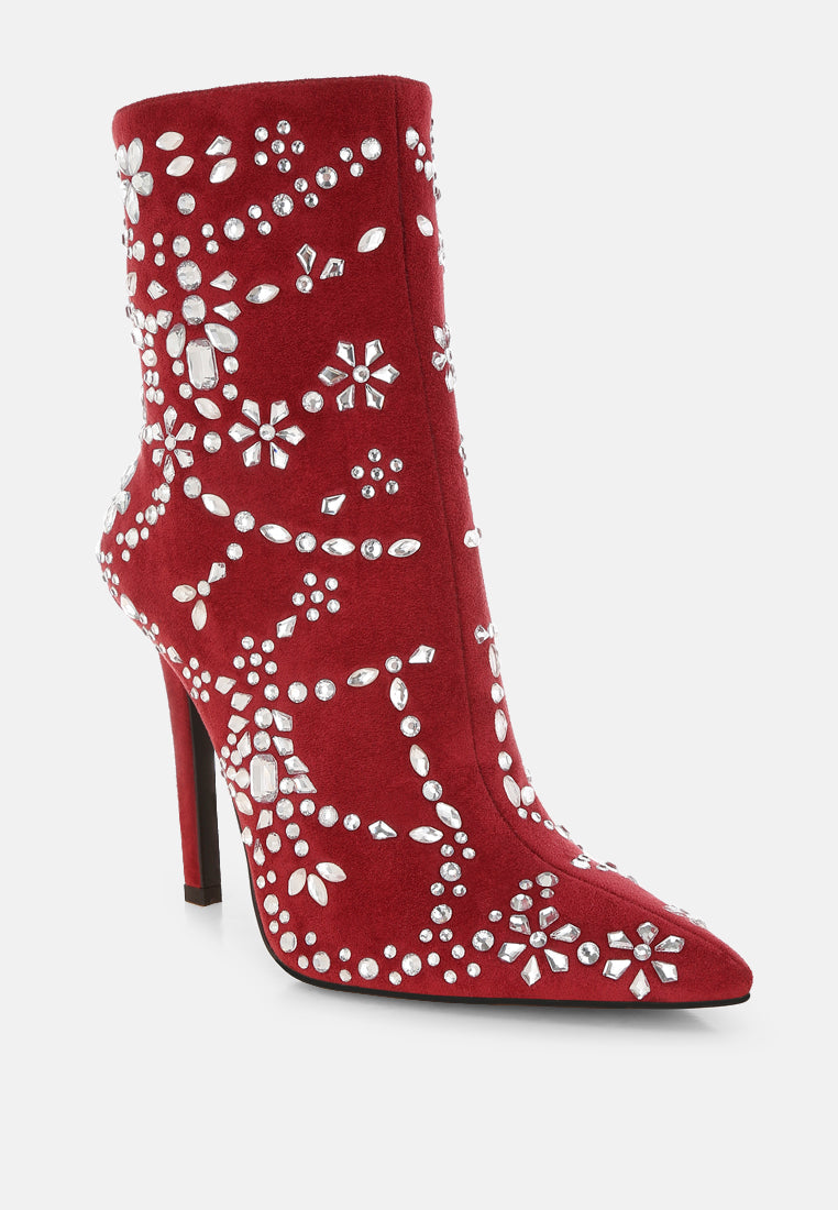 Dunari Diamante Embellished Microfiber Boots-1