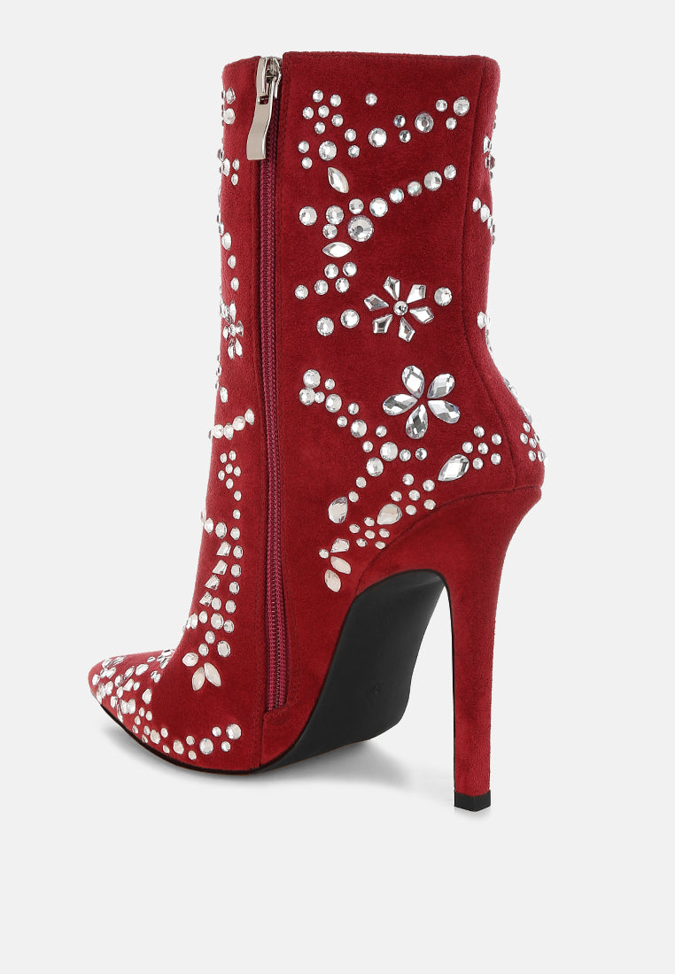 Dunari Diamante Embellished Microfiber Boots-2