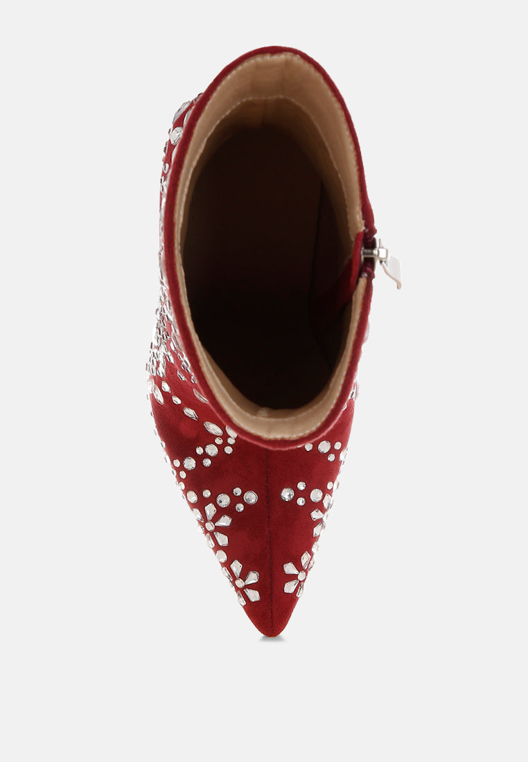 Dunari Diamante Embellished Microfiber Boots-3