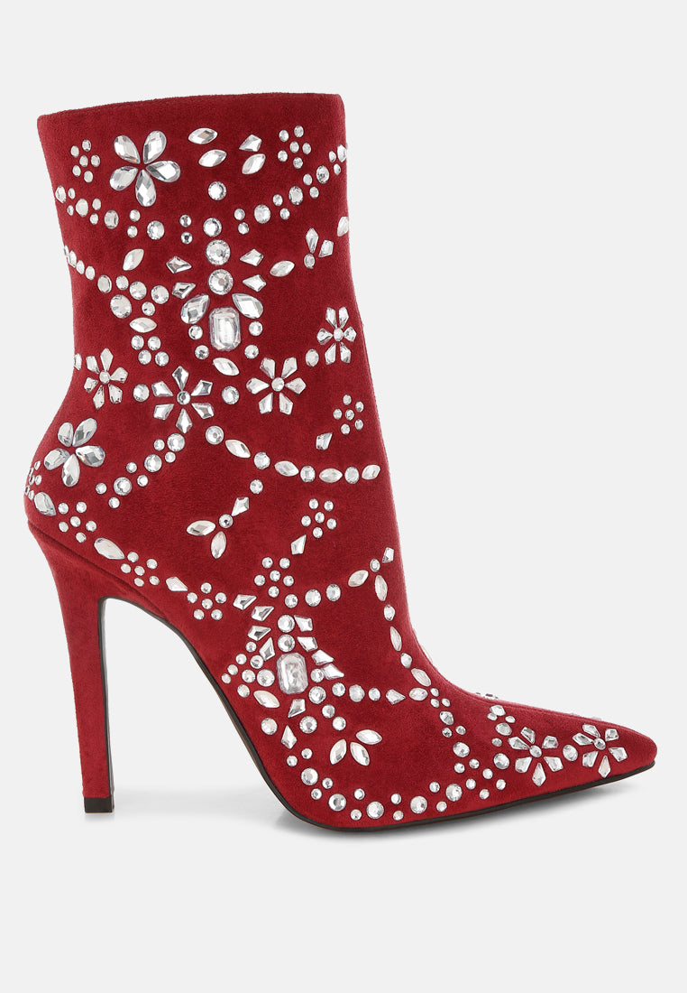 Dunari Diamante Embellished Microfiber Boots-0
