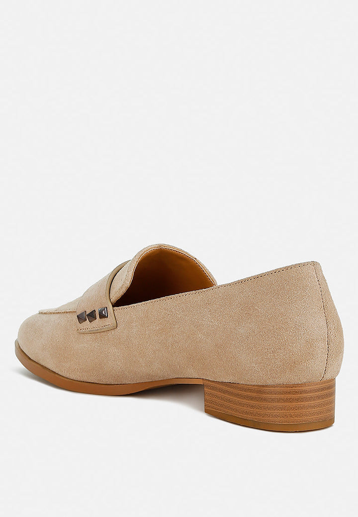 Durance Studded Genuine Suede Loafers-3