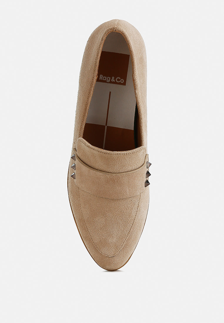 Durance Studded Genuine Suede Loafers-4