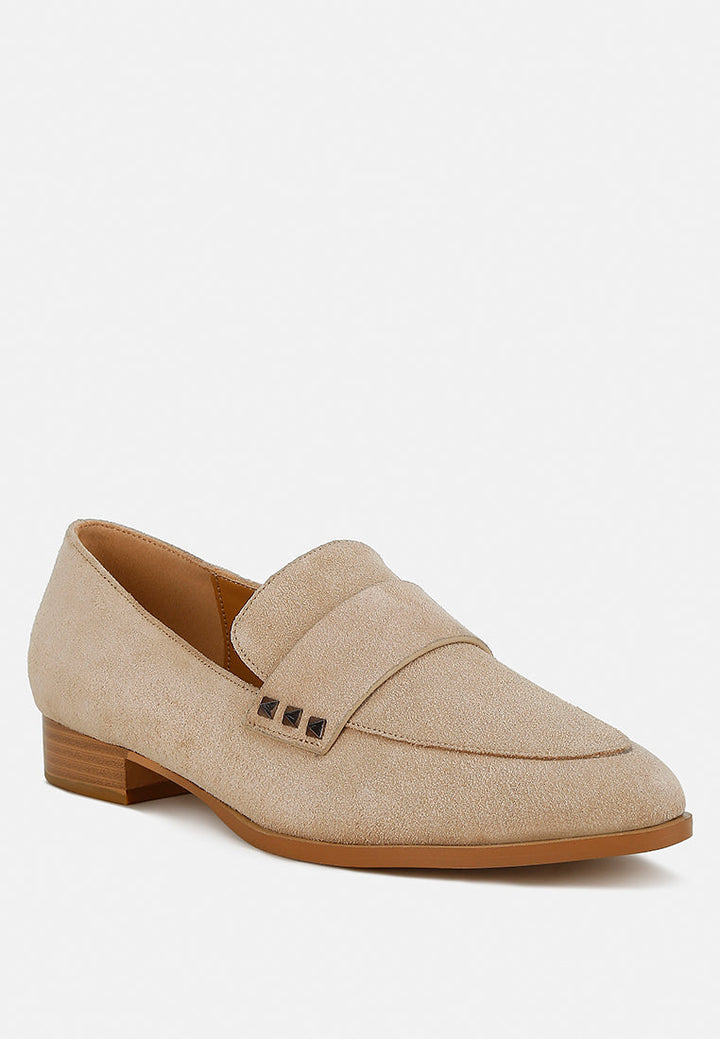 Durance Studded Genuine Suede Loafers-1