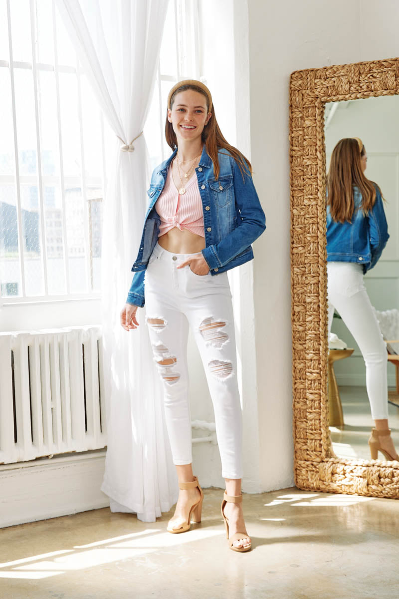 High Rise Destructed Skinny Jeans-2