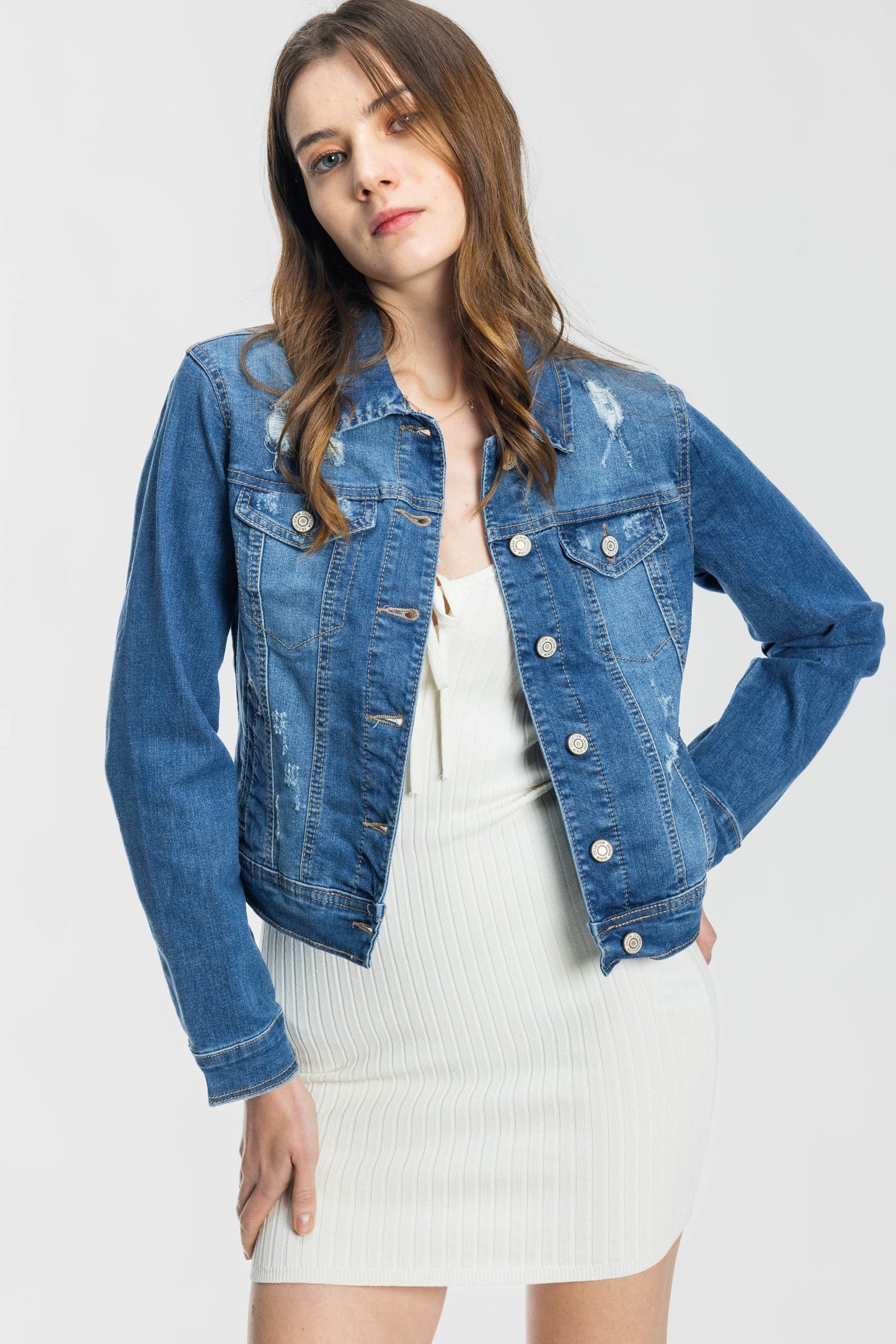 Classic Destructed Denim Jacket-0