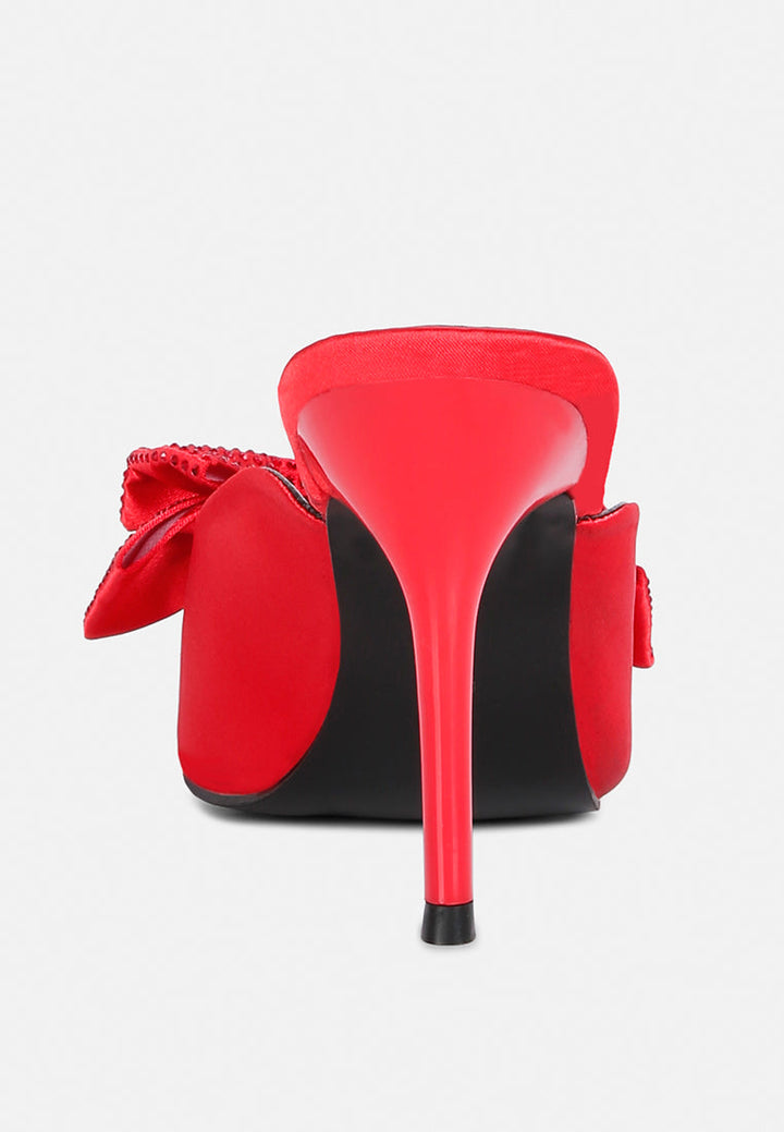 Elisda Blue Diamante Bow Heeled Mules-4