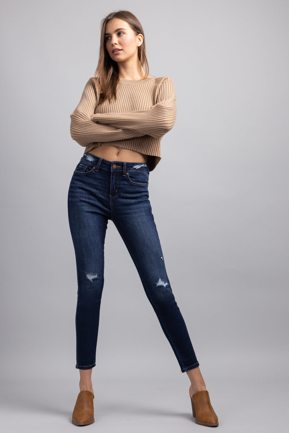 High Rise Destructed Skinny Jeans-2