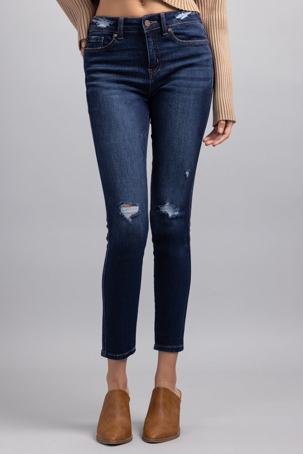High Rise Destructed Skinny Jeans-1