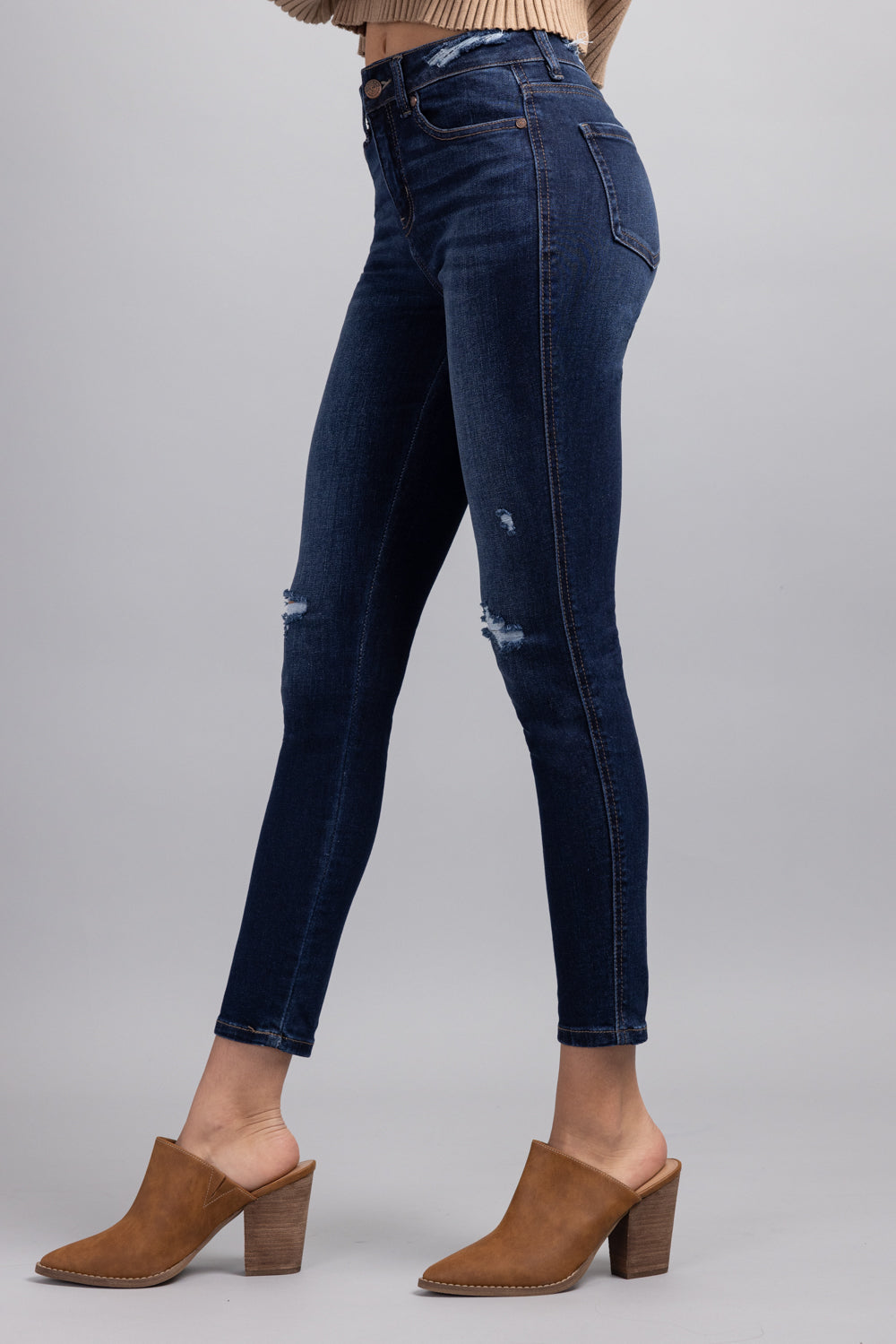 High Rise Destructed Skinny Jeans-4