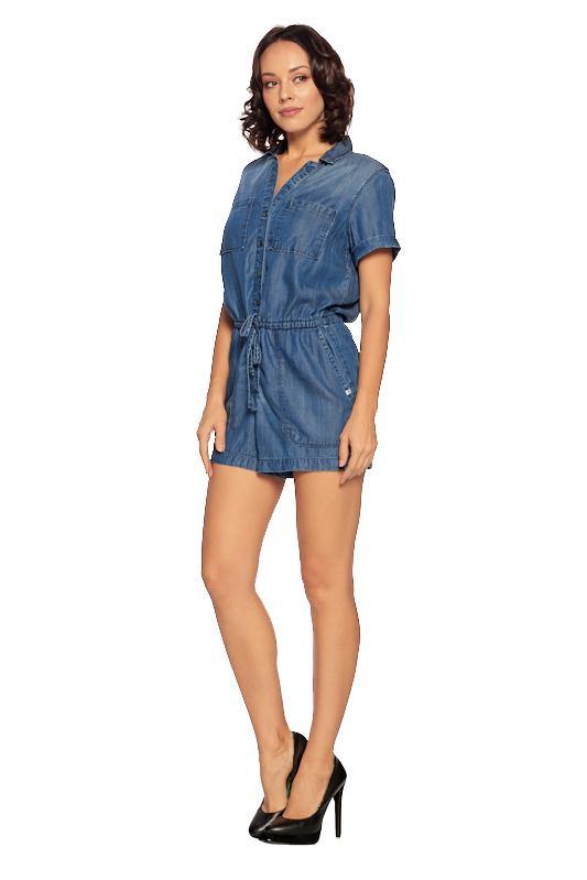 Short Sleeve Chambray Utility Romper-2