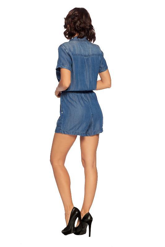 Short Sleeve Chambray Utility Romper-3