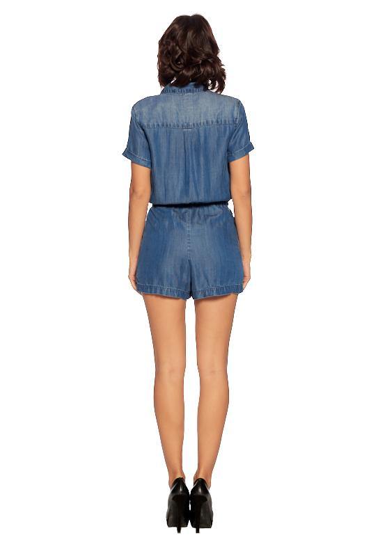 Short Sleeve Chambray Utility Romper-4