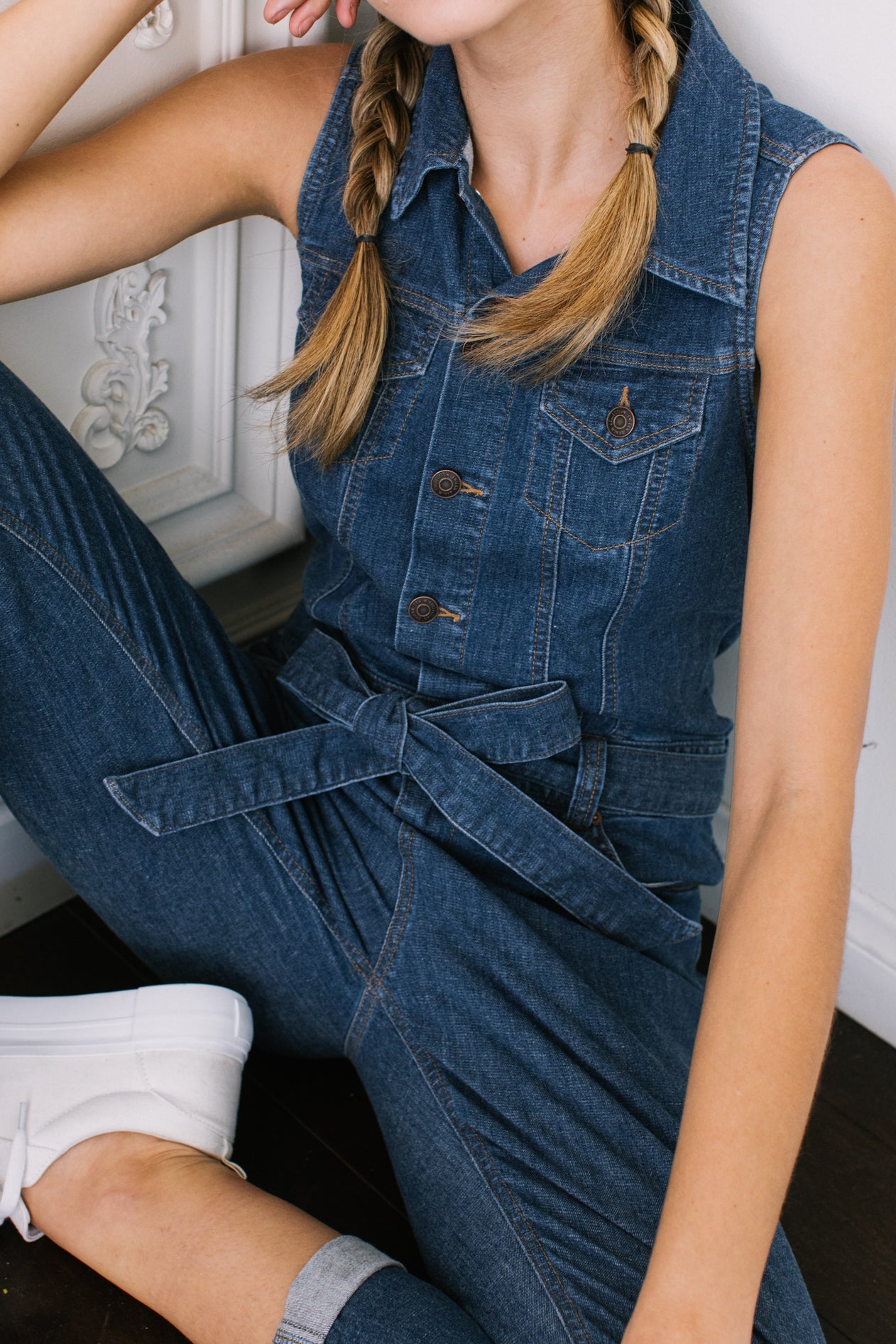 Sleeveless Denim Jumpsuit-1