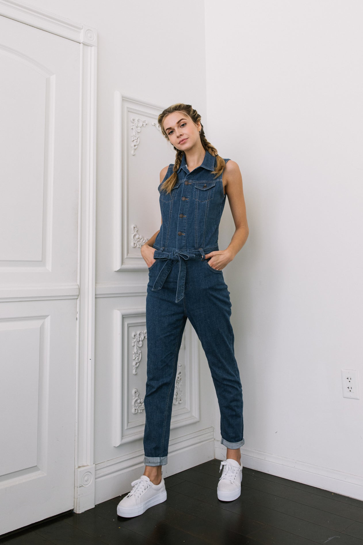Sleeveless Denim Jumpsuit-3