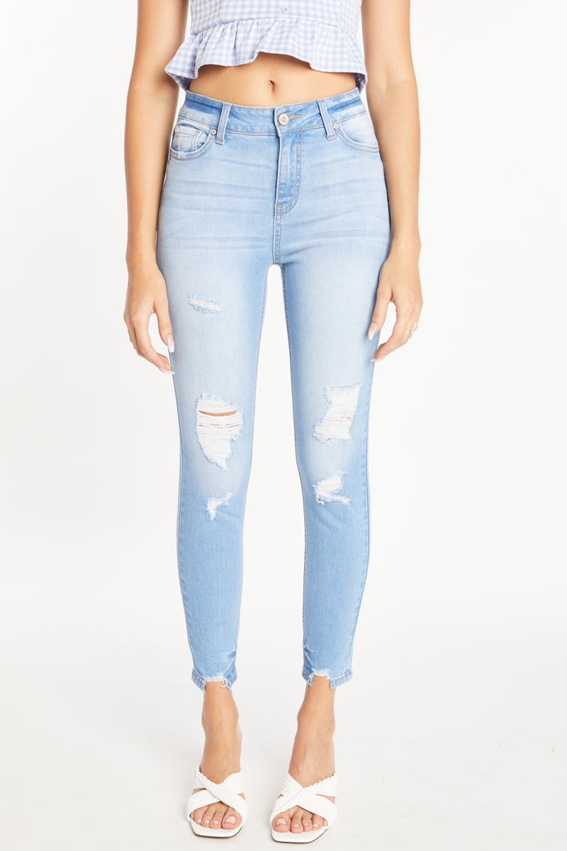 High Rise Destructed Skinny Jeans-0