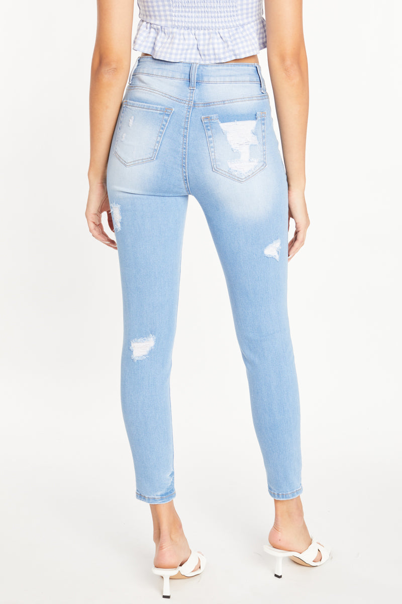 High Rise Destructed Skinny Jeans-1