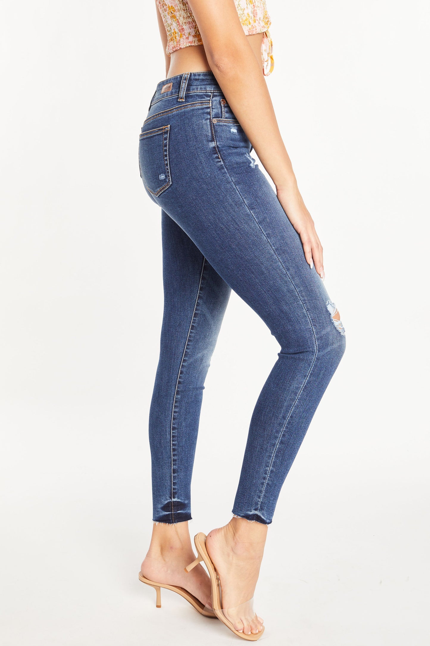 Mid Rise 5 Pocket Ankle Skinny Jeans-4