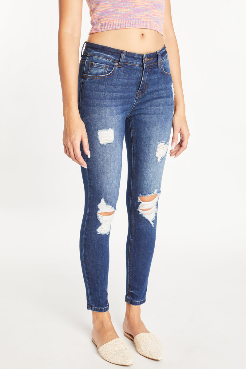 Distressed Denim Skinny Jeans-2