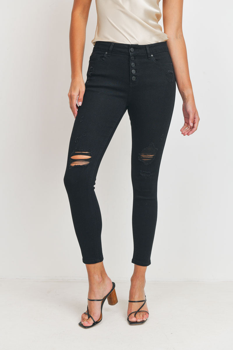 High Rise Destructed Skinny Jeans-2