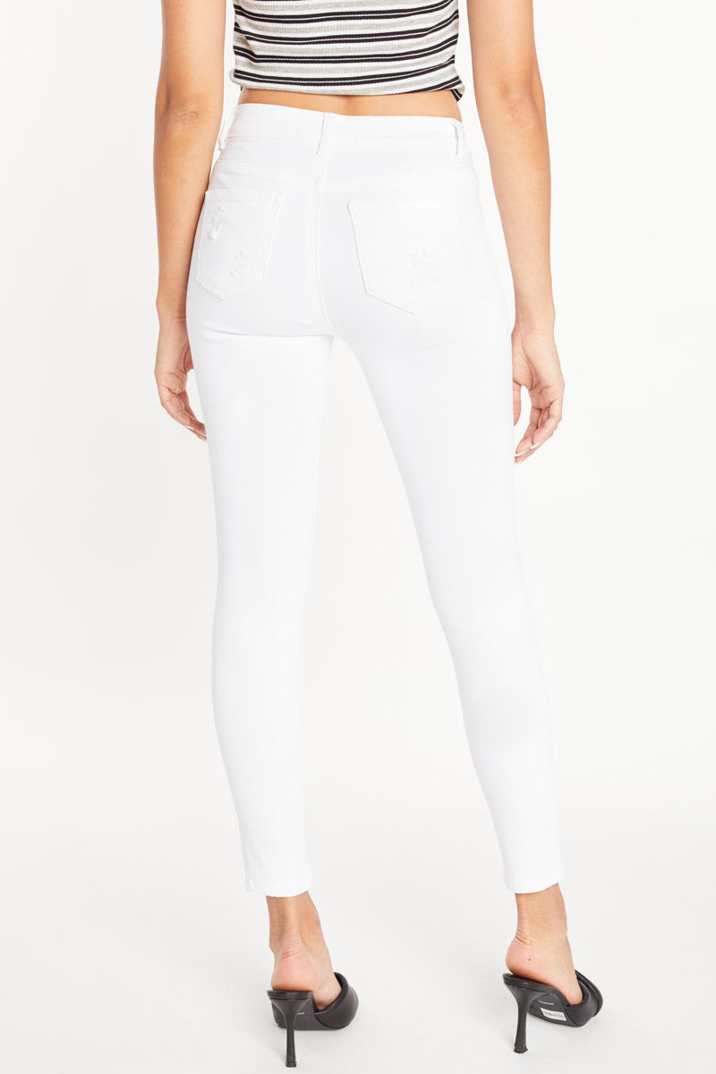 Mid Rise Destructed Ankle Skinny Jeans-2