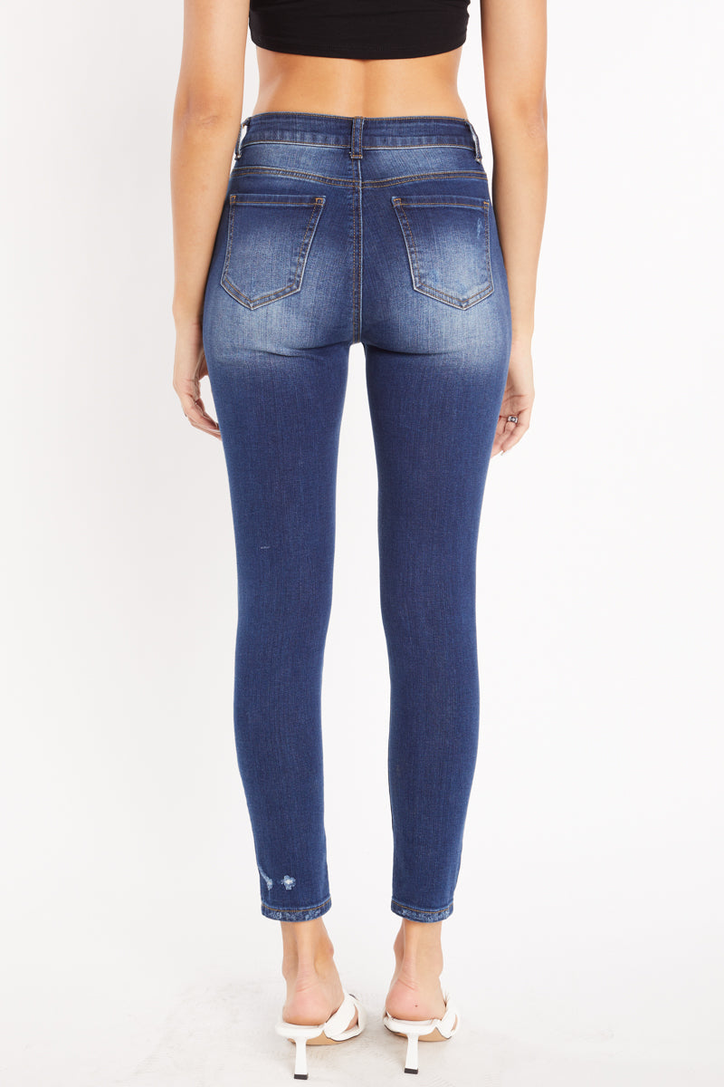 High Rise Destructed Ankle Skinny Jeans-4
