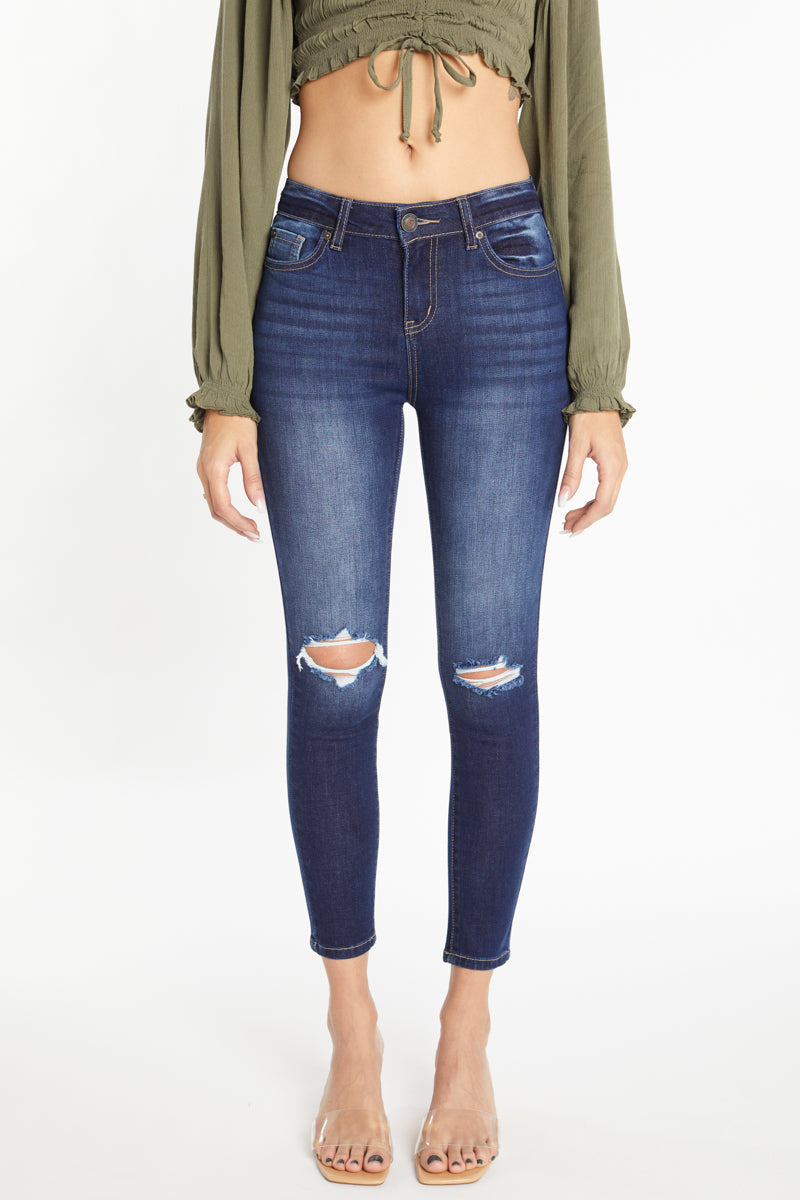 High Rise Destructed Skinny Jeans-0