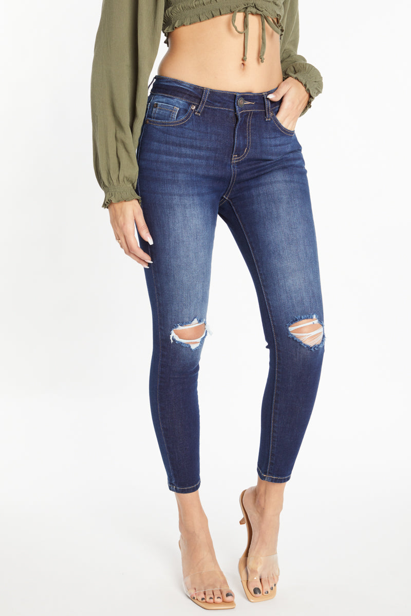 High Rise Destructed Skinny Jeans-2