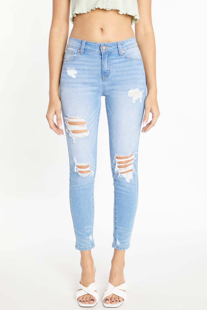 Destructed Ankle Skinny Jeans-0