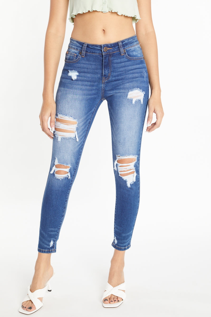Destructed Ankle Skinny Jeans-0