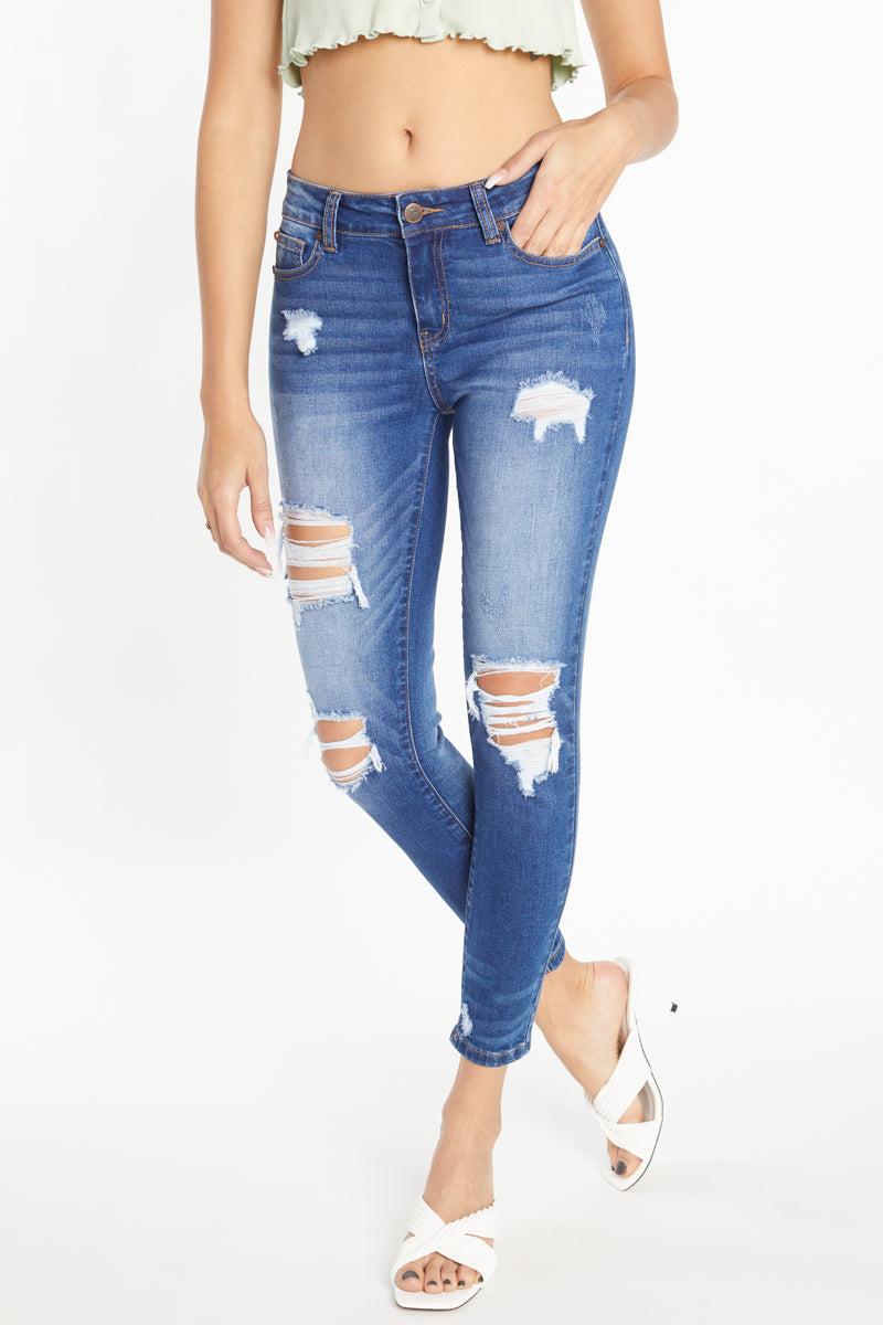 Destructed Ankle Skinny Jeans-1