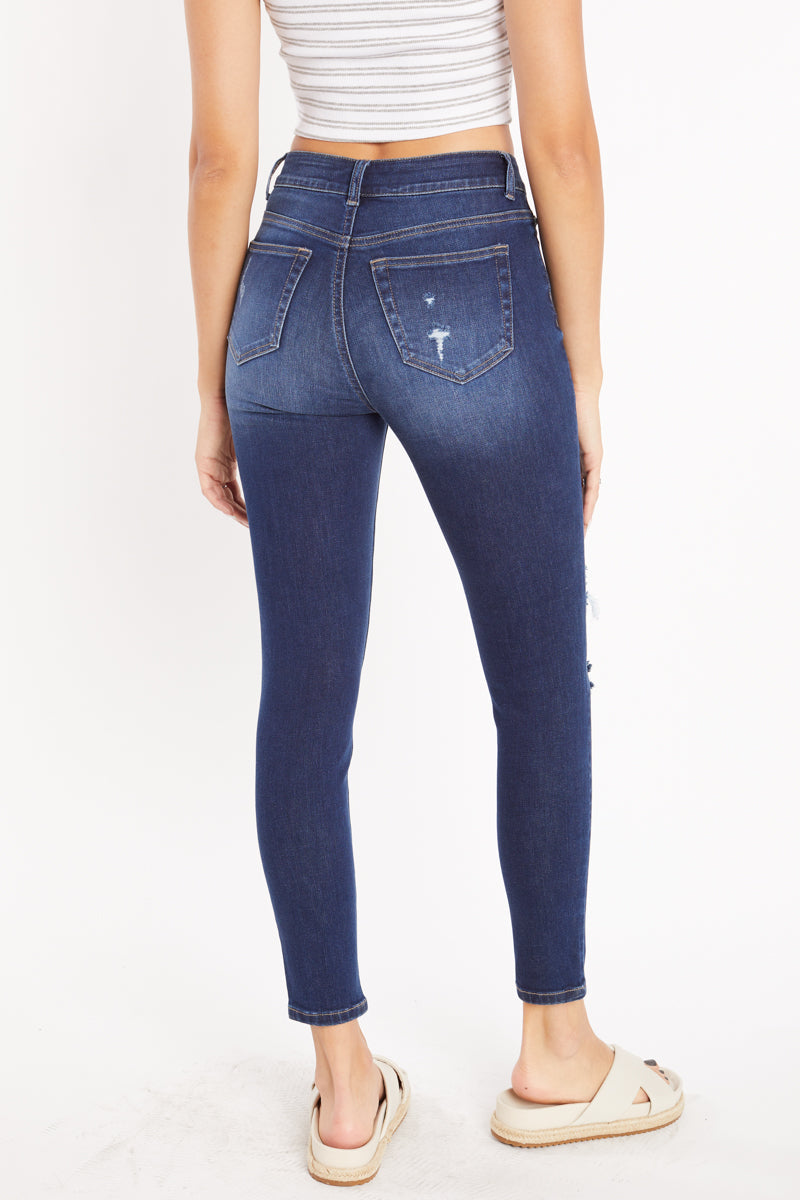 High Rise Destructed Skinny Jeans-1