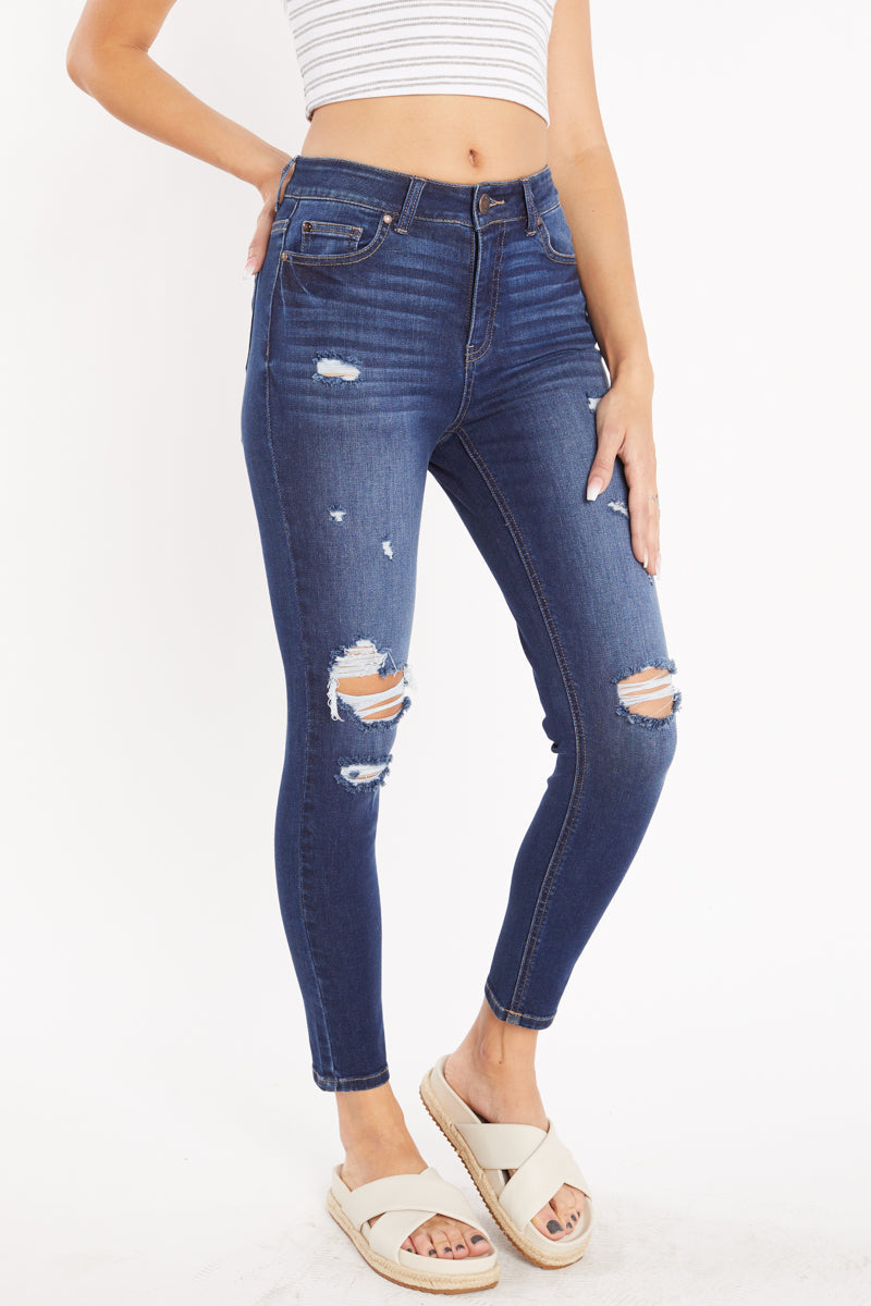 High Rise Destructed Skinny Jeans-2