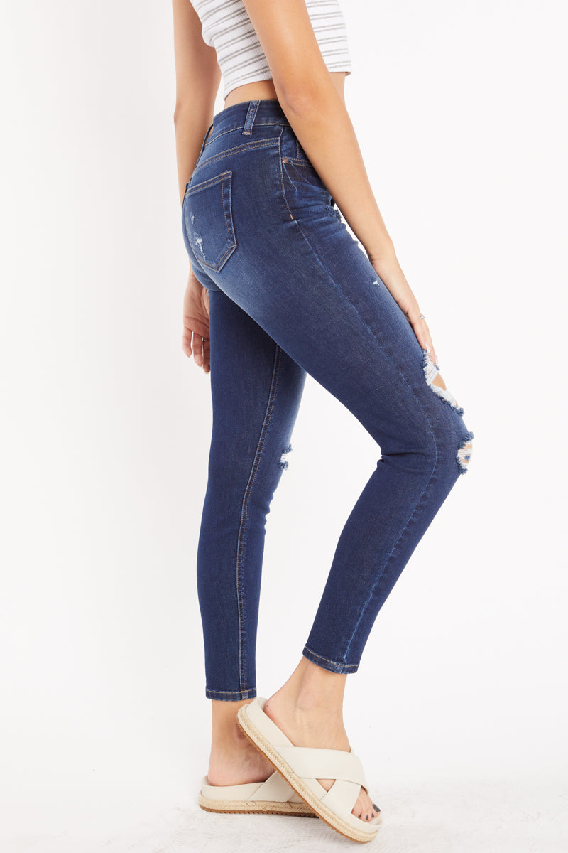 High Rise Destructed Skinny Jeans-3