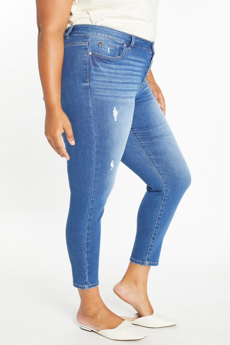 High Rise Ankle Skinny Jeans with 5 Exposed Button-3