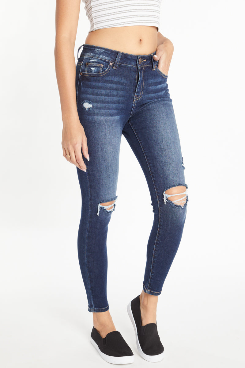 High Rise Destructed Skinny Jeans-1