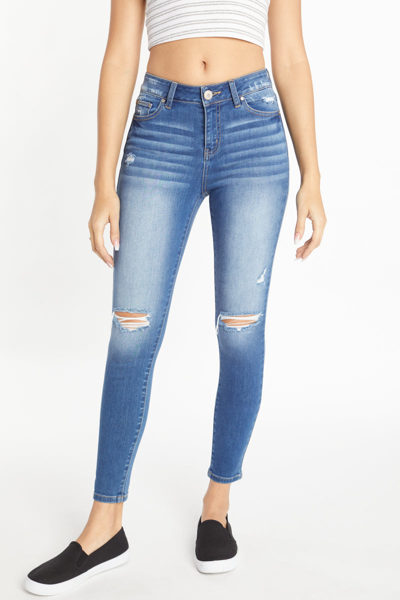 High Rise Destructed Skinny Jeans-3