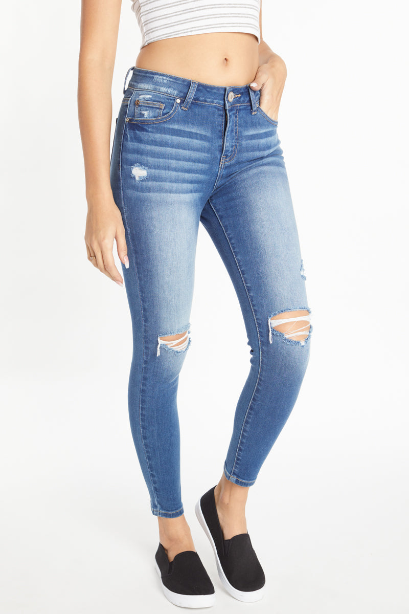 High Rise Destructed Skinny Jeans-2