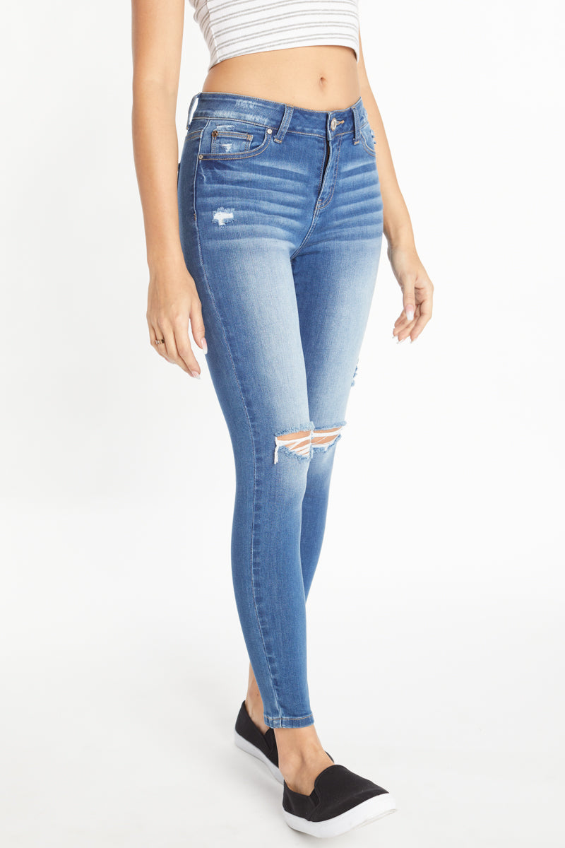 High Rise Destructed Skinny Jeans-4