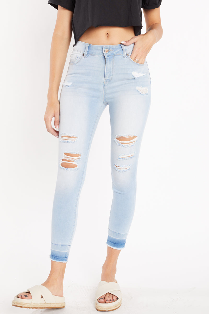 High Rise Destructed Skinny Jeans-3