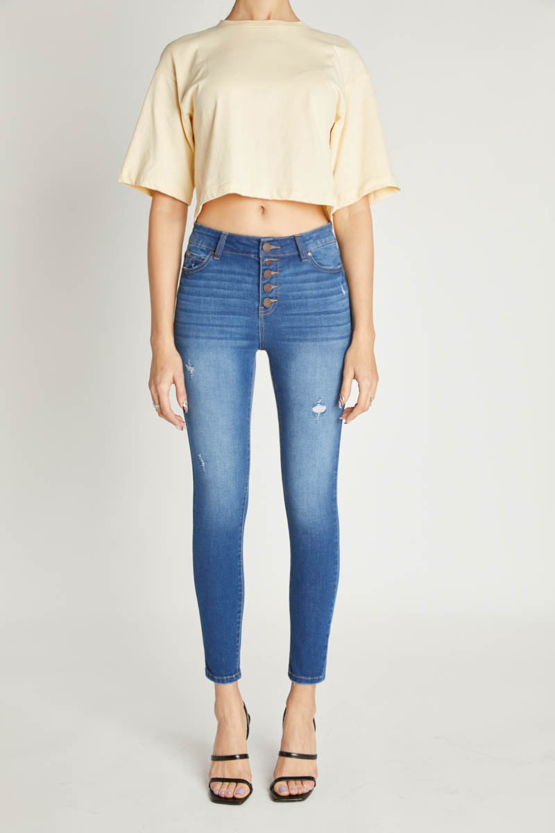 High Rise 5 Button Skinny Jeans-2