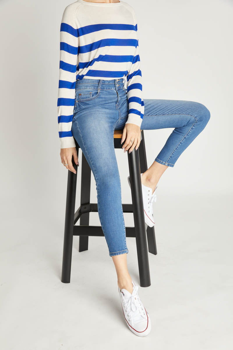 High Rise Push Up Ankle Skinny Jeans-0
