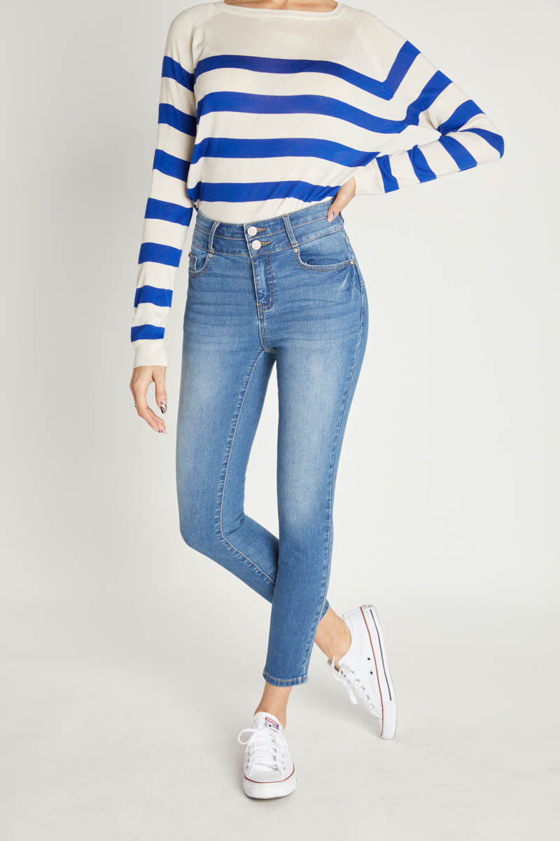 High Rise Push Up Ankle Skinny Jeans-1
