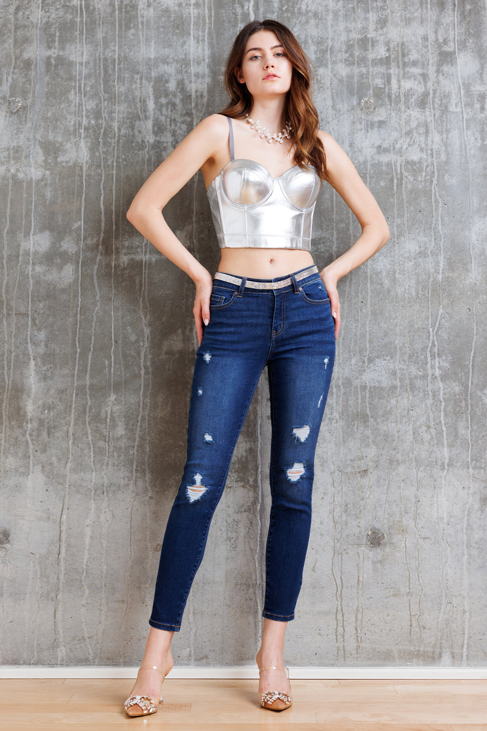 High Rise Destructed Skinny Jeans-2