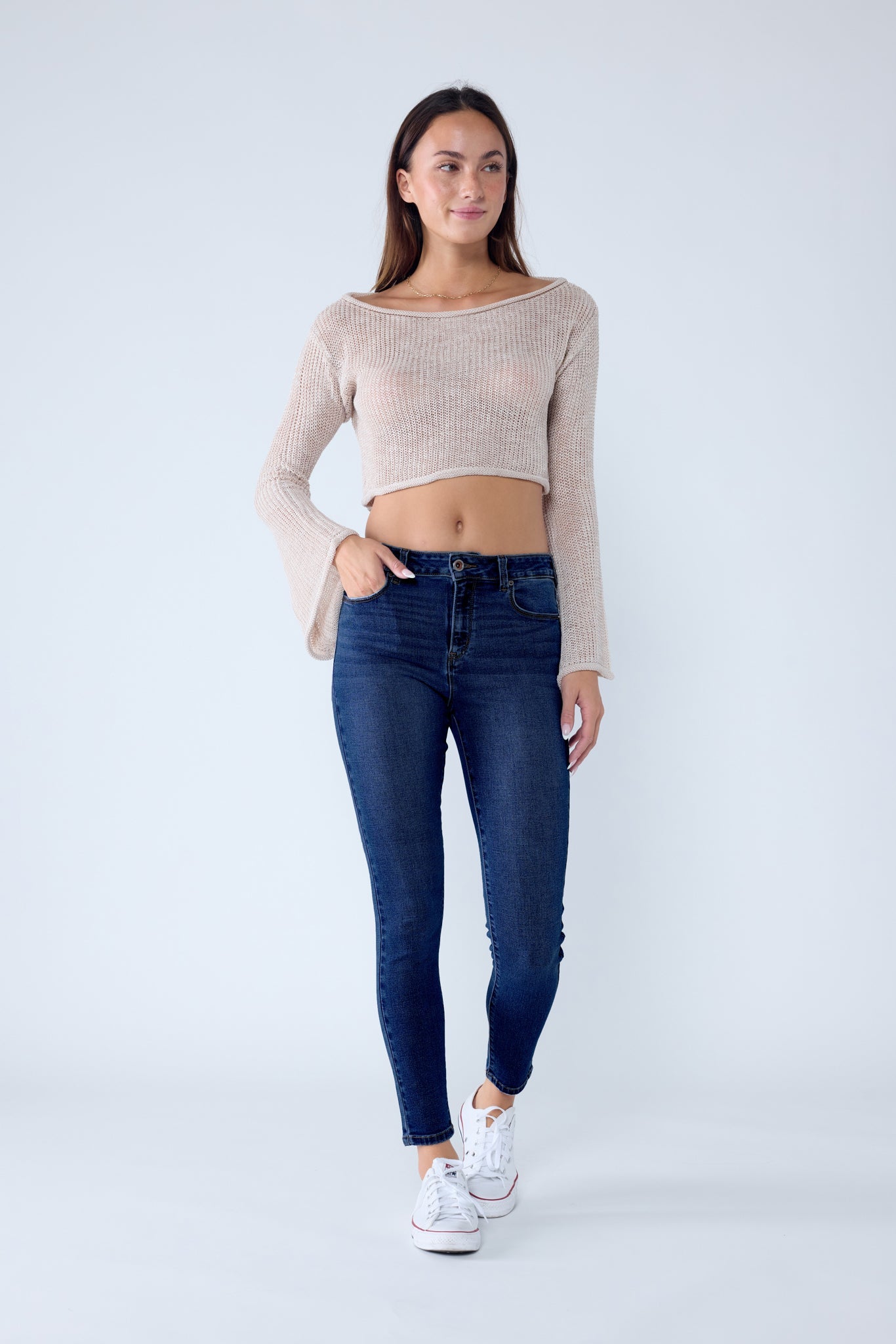 Classic High Rise Skinny Jeans with Hand Sanding-4