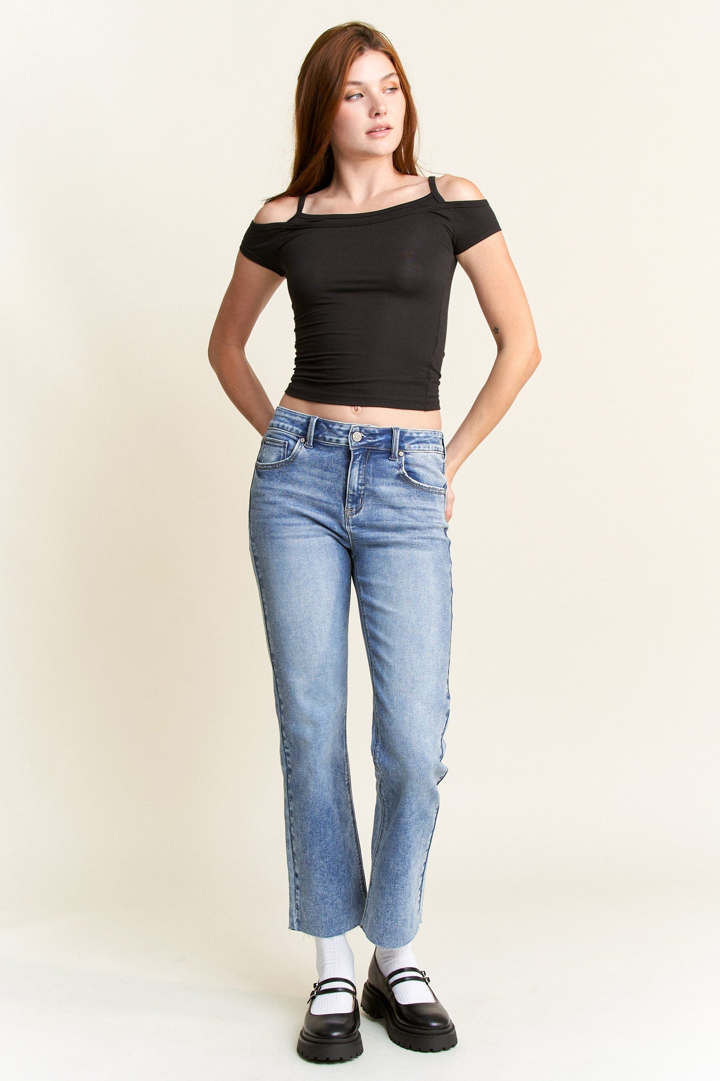 High Rise Classic Straight Jeans-4