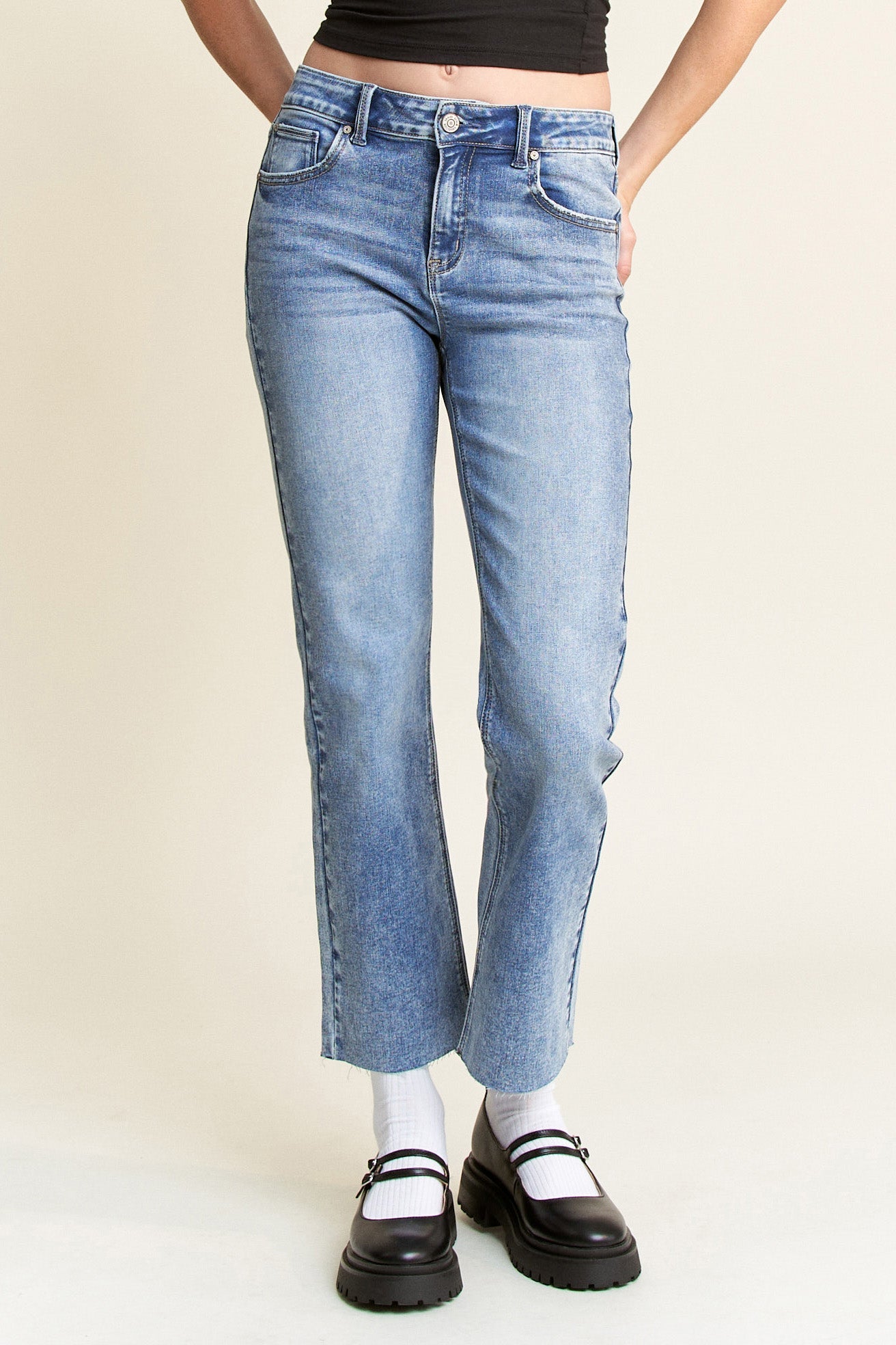 High Rise Classic Straight Jeans-3