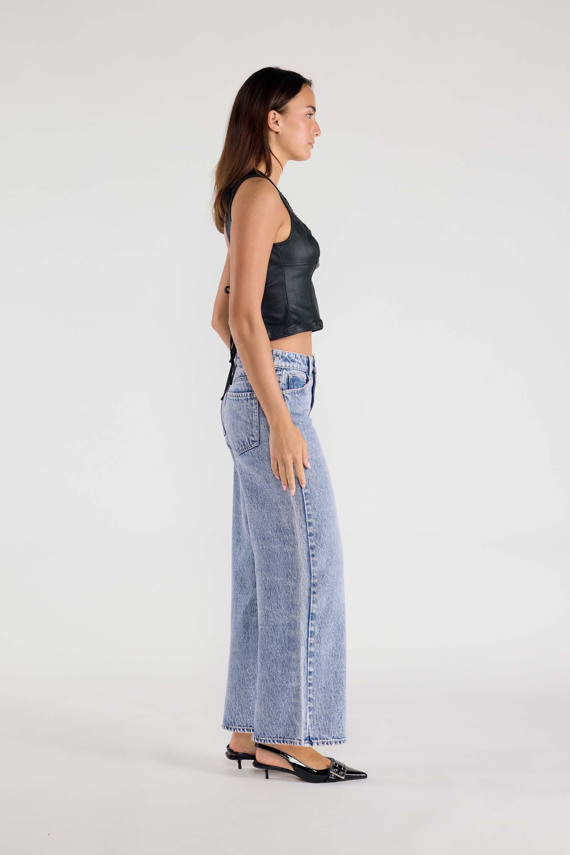 Mid Waist Relaxed Wide Leg Jeans-2
