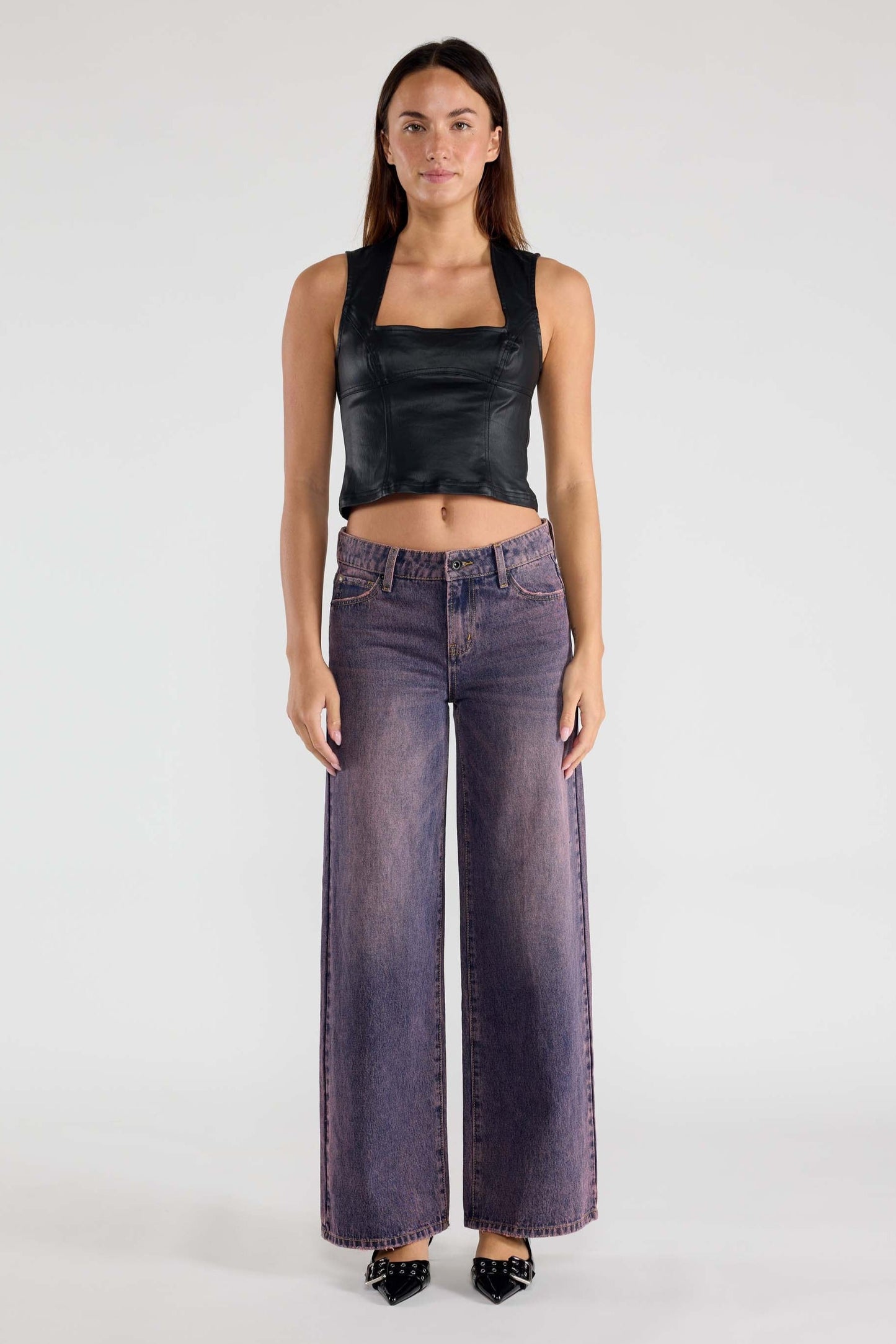 Mid Waist Relaxed Wide Leg Jeans-0